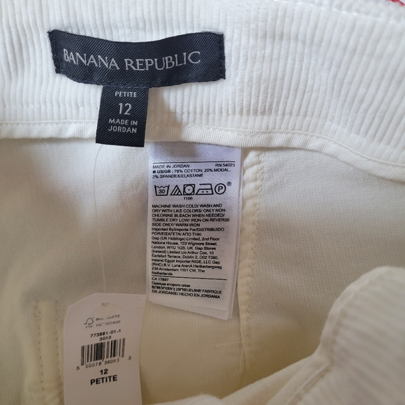 Banana Republic Corduroy Utility Pan White Ecru Off-White 12 Petite (10 Petite) - Picture 7 of 8